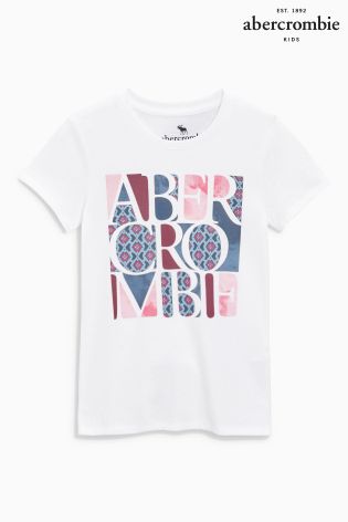 Abercrombie & Fitch White Print Tee